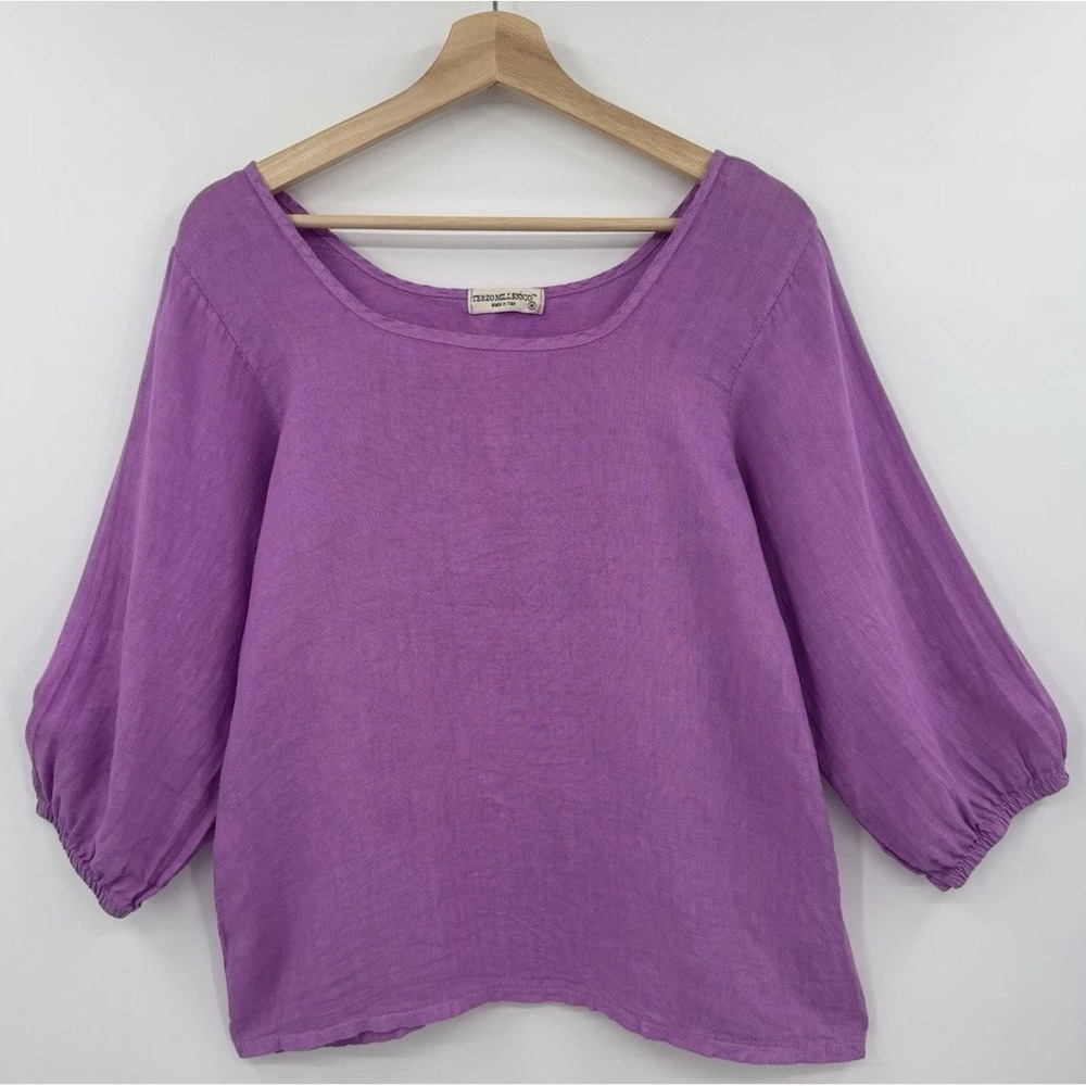 Terzo Millennio Made in Italy 100% Linen Top Pink Coastal Lagenlook - Picture 2 of 10